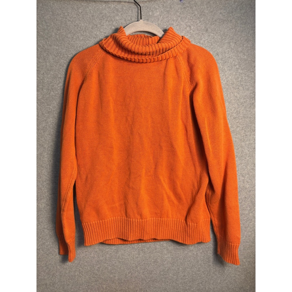 Jeanne Pierre Orange Turtleneck Sweater Cotton Knit Pumpkin Spice Cozycore